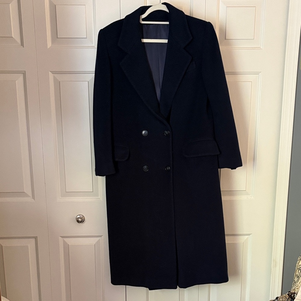 Regency Cashmere Navy Double-Breasted Trench Coat